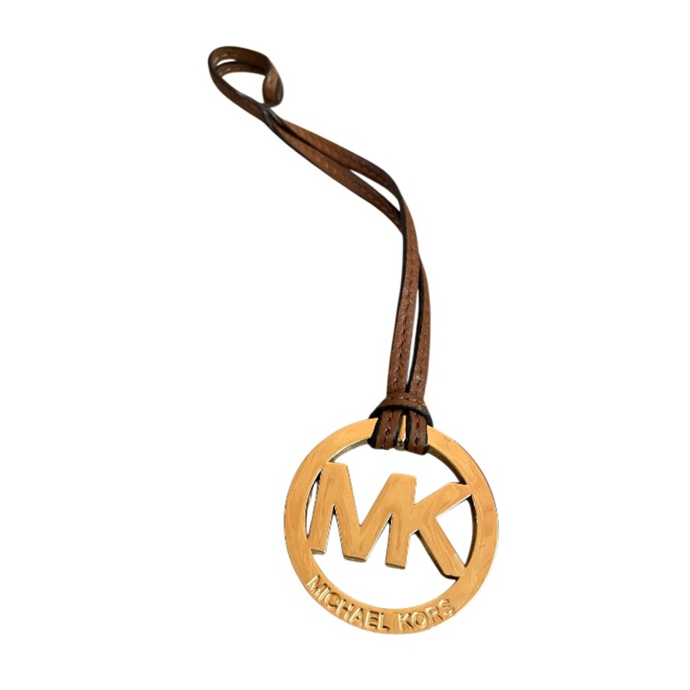 Michael Kors Gold and Brown Logo Bag Charm/Keychain replacement In cognac color